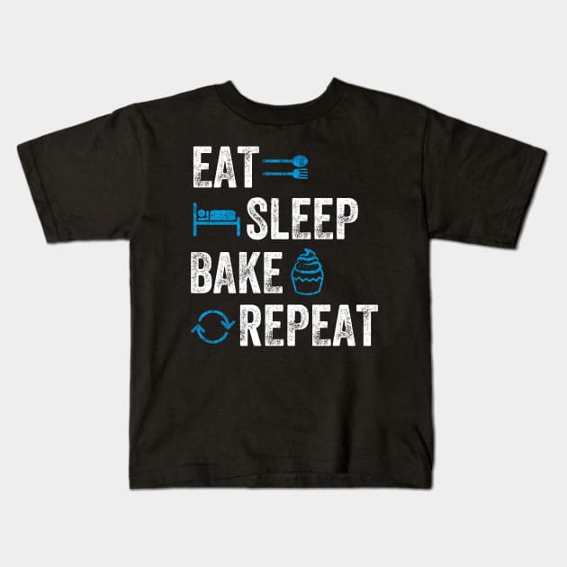 Eat sleep bake repeat Kids T-Shirt by captainmood